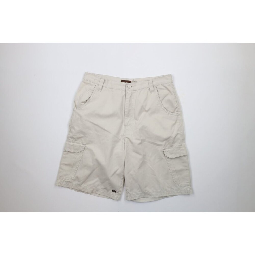 Vintage 90s Gotcha Surfing Mens 34 Distressed Baggy Cargo Shorts Beige Cotton